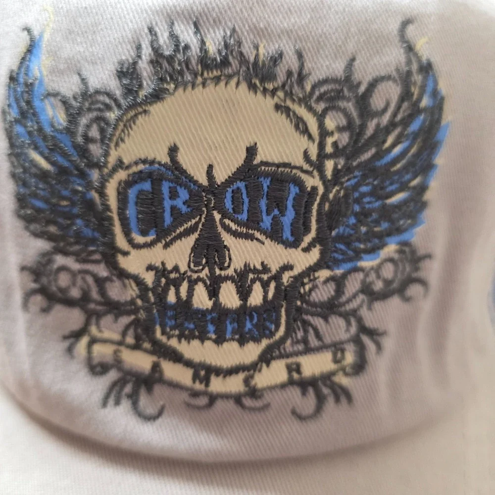 Trucker Hat Mens Gray Blue Crow Eaters Samcro Embroidered Logo Mesh Back Outdoor